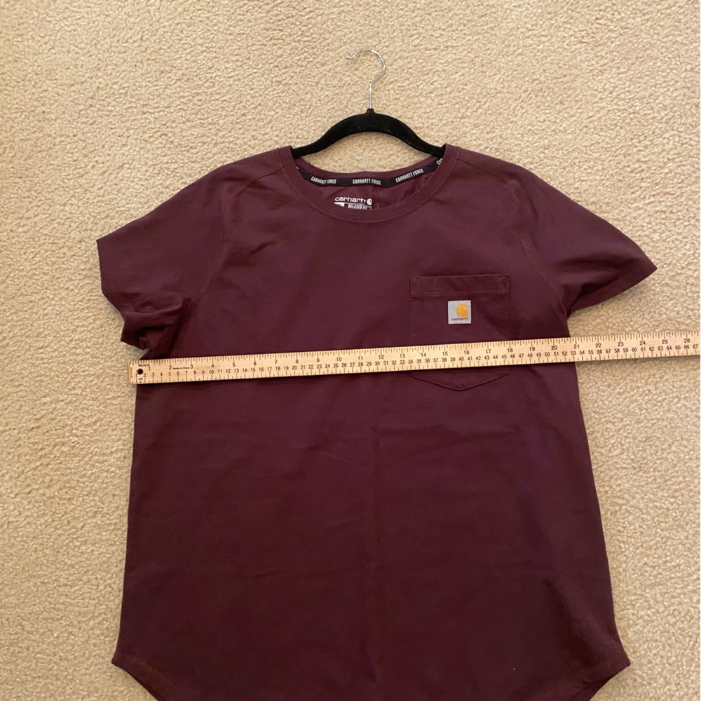 Women’s Carhartt Maroon Pocket T-Shirt - Picture 3 of 7